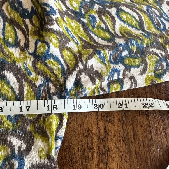 J. Jill | Cotton Blend Squared V-neck Paisley Print Lightweight Knit Sweater Top - Picture 5 of 6